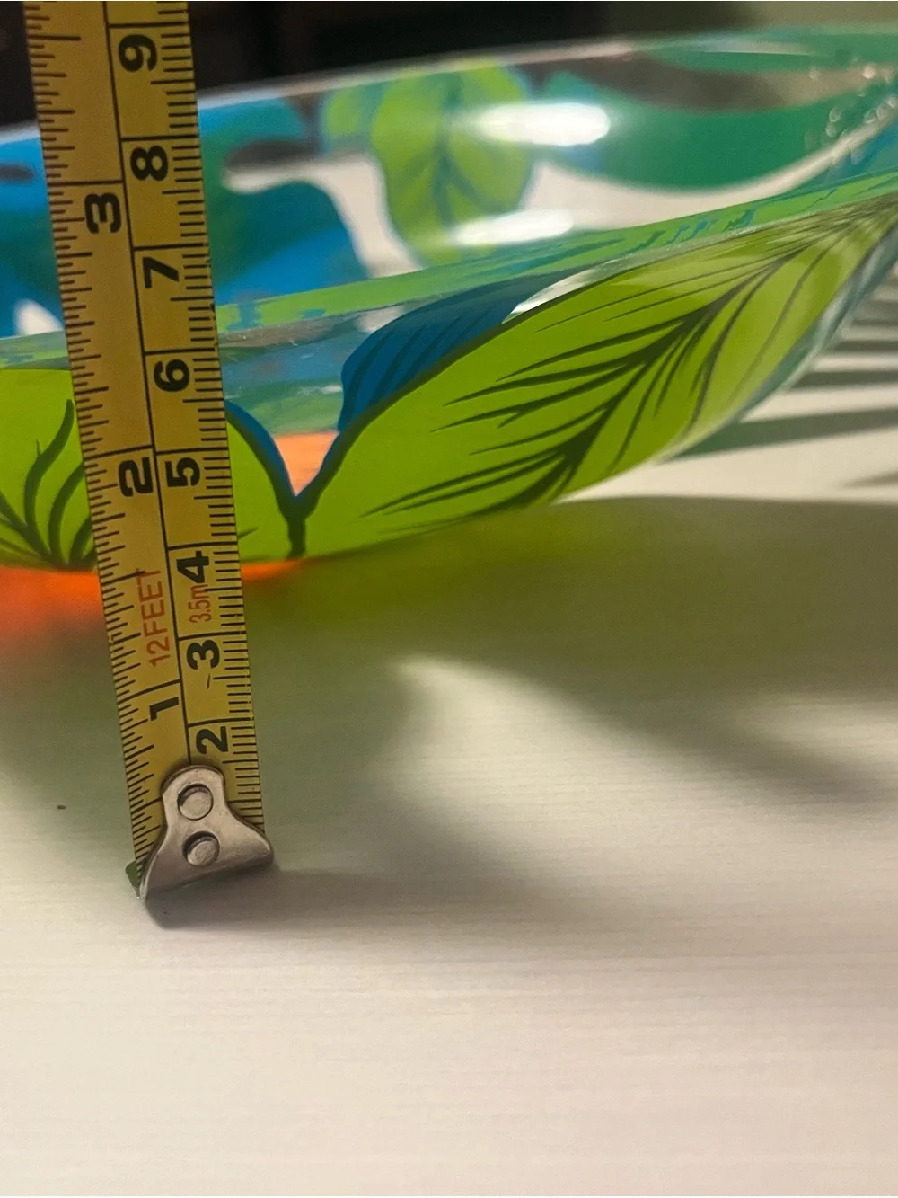 Tropical Hibiscus Decorative Shallow Bowl- Orange & Green - Picture 3 of 3